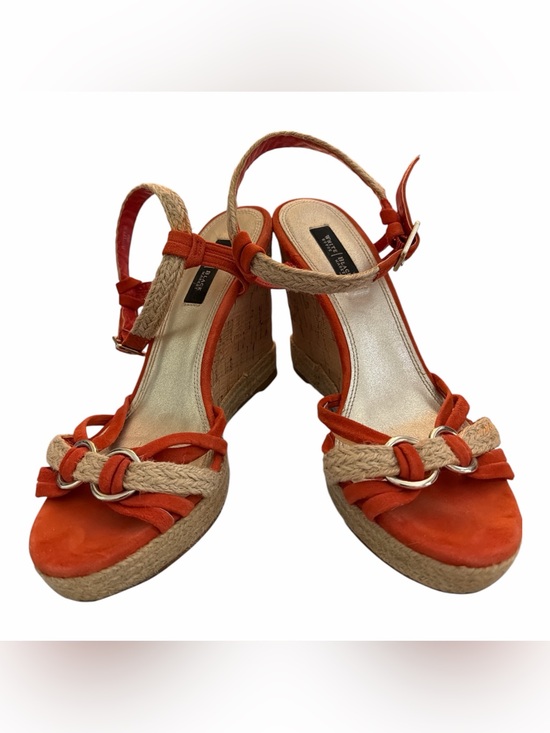 White House Black Market Shoes - White House Black Market Jupiter Orange Braided Espadrille Wedge Sandals